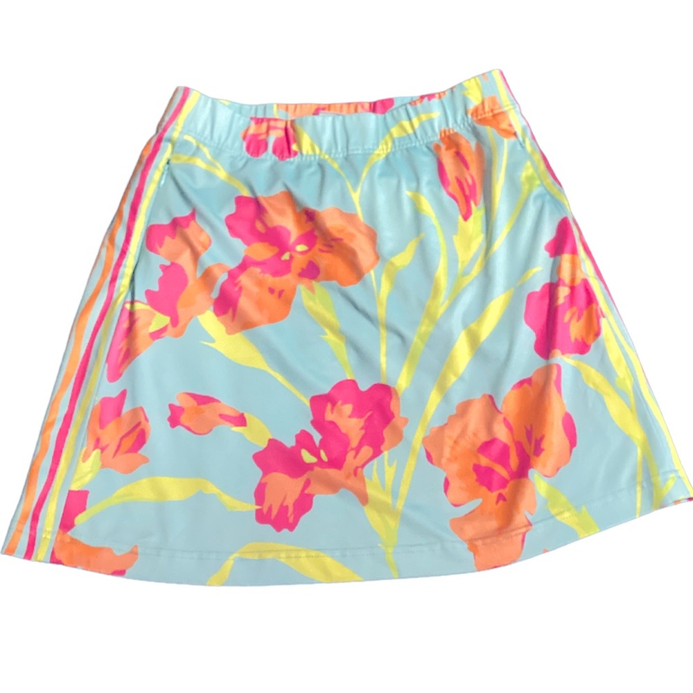 Gretchen Scott Designs Floral Skort in Aqua with Pink & Orange